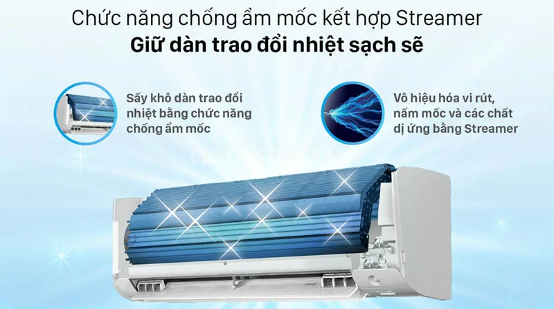 Máy lạnh Daikin 1.0 HP FTKZ25VVMV 5 Chuẩn 2 chong am moc streamer at 2x 80